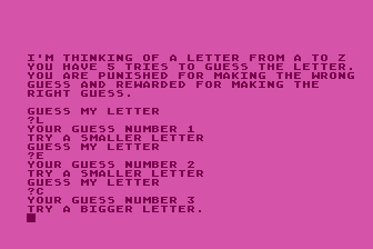 Guess-a-Letter atari screenshot
