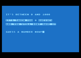 Guess a Number atari screenshot