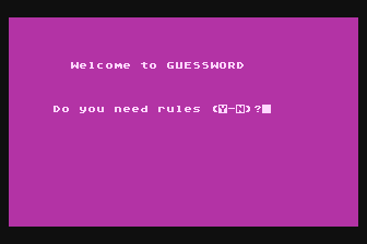 Guessword atari screenshot