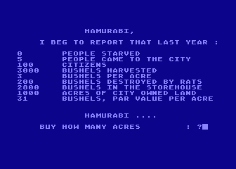 Hamurabi atari screenshot