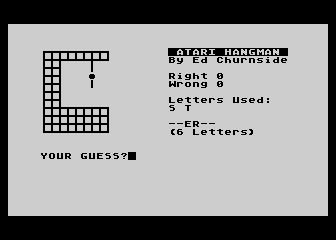 Hangman atari screenshot