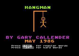 Hangman atari screenshot