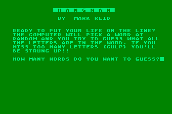 Hangman atari screenshot