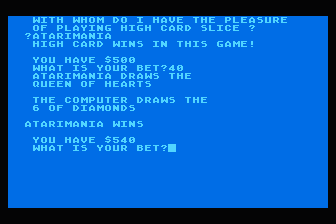 High Card Slice atari screenshot