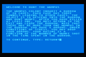 Hunt the Wumpus atari screenshot
