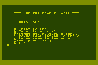 Impôt Fédéral et Provincial 1986 atari screenshot
