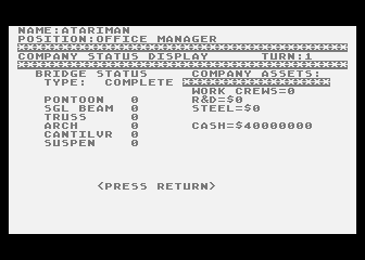 International Bridge Contractors atari screenshot
