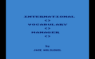 International Vocabulary Manager *Russian Program Disk* atari screenshot
