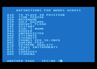 Istar Crossword atari screenshot