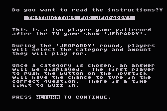 Jeopardy! atari screenshot