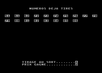 Jeu de Loto atari screenshot