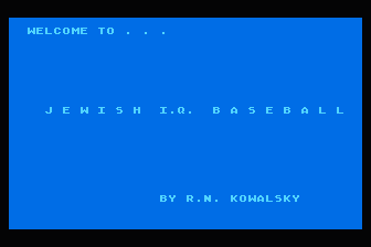 Jewish IQ Baseball atari screenshot