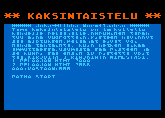 Kaksintaistelu atari screenshot
