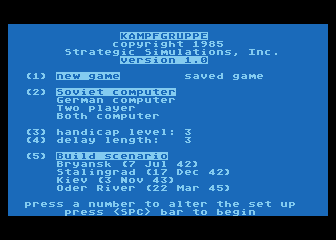 Kampfgruppe Scenario Disk I atari screenshot