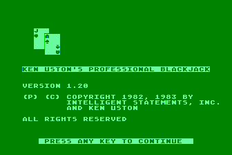 Ken Uston's Professional Blackjack — screenshot 1