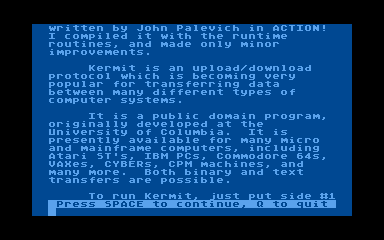 Kermit Terminal Emulator (PD) atari screenshot