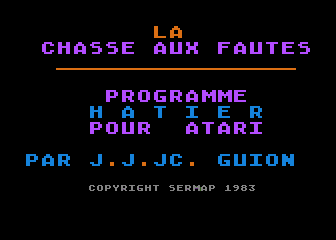 Chasse aux Fautes (La) / Course aux Hapax (La) atari screenshot