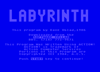 Labyrinth atari screenshot