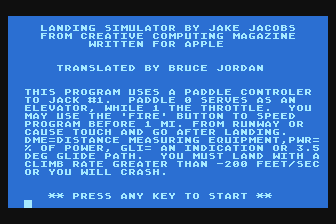 Landing Simulator atari screenshot