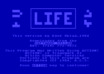 Life atari screenshot