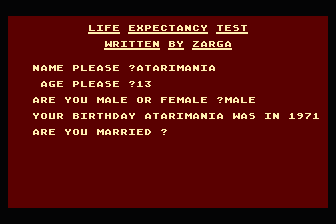 Life Expectancy Test — screenshot 1