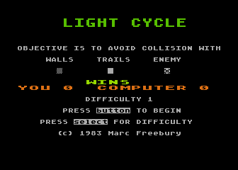 Light Cycle atari screenshot