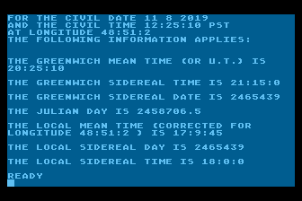 Local Sidereal Time and Date