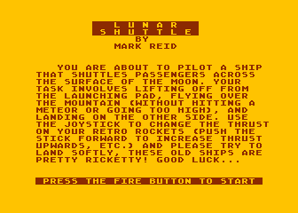 Lunar Shuttle atari screenshot
