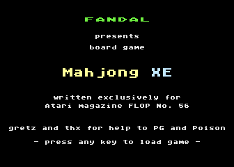 Mahjong XE atari screenshot
