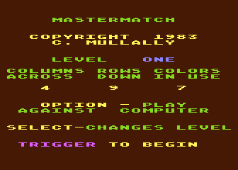 MasterMatch atari screenshot