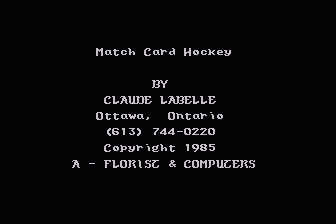Match Card Hockey atari screenshot