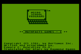 Math Facts Games I atari screenshot