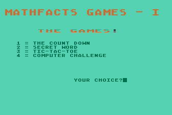 Math Facts Games I atari screenshot