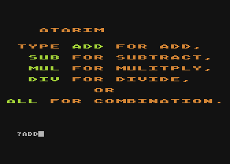 Math Football atari screenshot