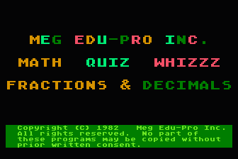 Math Quiz Whizzz - Fractions and Decimals atari screenshot