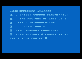 Math Routines Package atari screenshot