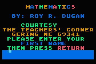 Mathematics atari screenshot