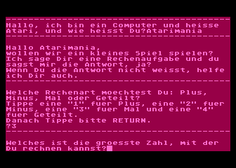 Mathetrainer atari screenshot