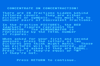 MathFun! - Battling Bugs / Concentraction atari screenshot