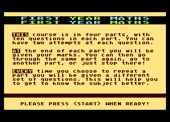 Maths 'O' Level - Year 1 atari screenshot