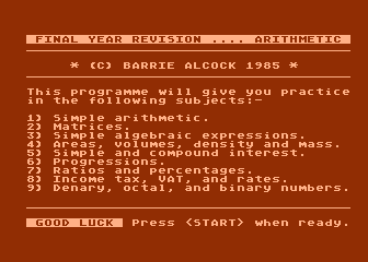 Maths 'O' Level - Year 5 - Revision atari screenshot