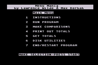 Menu Mania atari screenshot