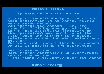 Meteor Attack atari screenshot