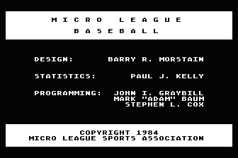 Micro League Baseball atari screenshot