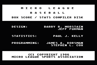 Micro League Baseball - Box Score / Stats Compiler Disk atari screenshot