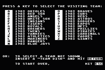 Micro League Baseball - Player Stats / Team Disk - 1983 Teams — screenshot 1