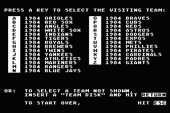 Micro League Baseball - Player Stats / Team Disk - 1984 Teams — screenshot 1
