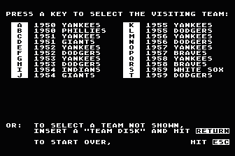 Micro League Baseball - Player Stats / Team Disk - World Series Teams - 1950's — screenshot 1
