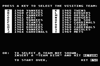 Micro League Baseball - Player Stats / Team Disk - World Series Teams - 1960's — screenshot 1