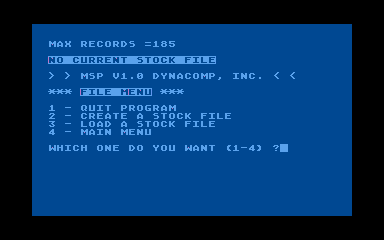 Microcomputer Stock Program (MSP) atari screenshot